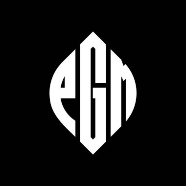 Çember ve elips şekilli PGM daire harf logosu tasarımı. Tipografik biçimli PGM elips harfleri. Üç baş harf daire şeklinde bir logo oluşturuyor. PGM Çember Amblemi Soyut Monogram Harf İşaretleyici Vektörü.