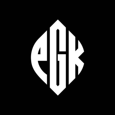 Çember ve elips şekilli PGK daire harf logosu tasarımı. Tipografik biçimli PGK elips harfleri. Üç baş harf daire şeklinde bir logo oluşturuyor. PGK Çember Amblemi Soyut Monogram Harf İşaretleyici Vektörü.