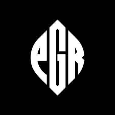 Çember ve elips şekilli PGR daire harf logosu tasarımı. Tipografik biçimli PGR elips harfleri. Üç baş harf daire şeklinde bir logo oluşturuyor. PGR Çember Amblemi Soyut Monogram Harf İşaretleyici Vektörü.