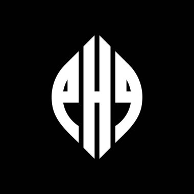 Çember ve elips şekilli PHQ daire harf logosu tasarımı. Typographic stili PHQ elips harfleri. Üç baş harf daire şeklinde bir logo oluşturuyor. PHQ Çemberi Amblemi Soyut Monogram Harf İşaretleyici Vektörü.