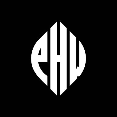 Çember ve elips şekilli PHW daire harf logosu tasarımı. Tipografik biçimli PHW elips harfleri. Üç baş harf daire şeklinde bir logo oluşturuyor. PHW Çember Amblemi Soyut Monogram Harf İşaretleyici Vektörü.