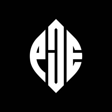 Çember ve elips şekilli PJE daire harf logosu tasarımı. Tipografik tarzda PJE elips harfleri. Üç baş harf daire şeklinde bir logo oluşturuyor. PJE Çember Amblemi Soyut Monogram Harf İşaretleyici Vektörü.
