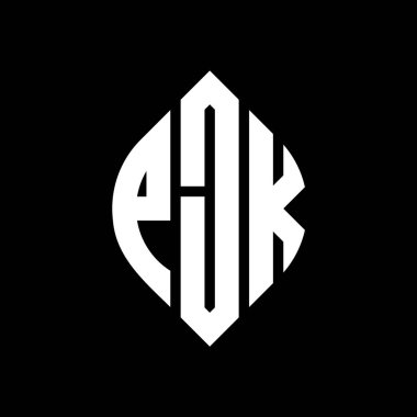 Çember ve elips şekilli PJK daire harf logosu tasarımı. Tipografik biçimli PJK elips harfleri. Üç baş harf daire şeklinde bir logo oluşturuyor. PJK Çember Amblemi Soyut Monogram Harf İşaretleyici Vektörü.