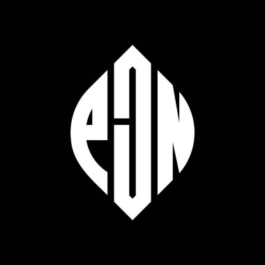 Çember ve elips şekilli PJN daire harfli logo tasarımı. Tipografik biçimli PJN elips harfleri. Üç baş harf daire şeklinde bir logo oluşturuyor. PJN Çember Amblemi Soyut Monogram Harf İşaretleyici Vektörü.