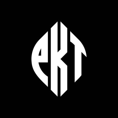 Çember ve elips şekilli PKT daire harf logosu tasarımı. Tipografik biçimli PKT elips harfleri. Üç baş harf daire şeklinde bir logo oluşturuyor. PKT Çember Amblemi Soyut Monogram Harf İşaretleyici Vektörü.