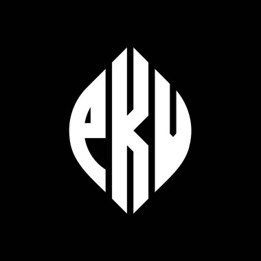 Çember ve elips şekilli PKV daire harf logosu tasarımı. Tipografik biçimli PKV elips harfleri. Üç baş harf daire şeklinde bir logo oluşturuyor. PKV Çember Amblemi Soyut Monogram Harf İşaretleyici Vektörü.