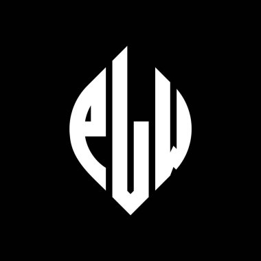 Çember ve elips şekilli PLW daire harf logosu tasarımı. Tipografik biçimli PLW elips harfleri. Üç baş harf daire şeklinde bir logo oluşturuyor. PLW Çember Amblemi Soyut Monogram Harf İşaretleyici Vektörü.