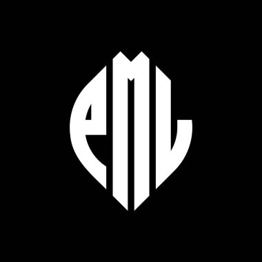Çember ve elips şekilli PML daire harf logosu tasarımı. Tipografik biçimli PML elips harfleri. Üç baş harf daire şeklinde bir logo oluşturuyor. PML Çember Amblemi Soyut Monogram Harf İşaretleyici Vektörü.