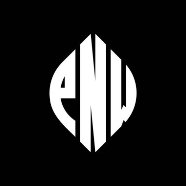 Çember ve elips şekilli PNW daire harf logosu tasarımı. Tipografik biçimli PNW elips harfleri. Üç baş harf daire şeklinde bir logo oluşturuyor. PNW Çember Amblemi Soyut Monogram Harf İşaretleyici Vektörü.