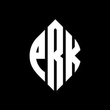 Çember ve elips şekilli PRK daire harf logosu tasarımı. Tipografik biçimli PRK elips harfleri. Üç baş harf daire şeklinde bir logo oluşturuyor. PRK Çember Amblemi Soyut Monogram Harf İşaretleyici Vektörü.
