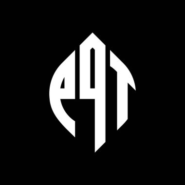 Çember ve elips şekilli PQT daire harf logosu tasarımı. Tipografik biçimli PQT elips harfleri. Üç baş harf daire şeklinde bir logo oluşturuyor. PQT Çemberi Amblemi Soyut Monogram Harf İşareti Vector.PQT daire harfli logo tasarımı daire ve ellip
