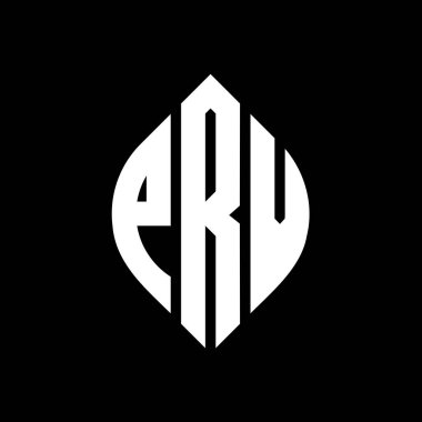 Daire ve elips şekilli PRV daire harf logosu tasarımı. Tipografik biçimli PRV elips harfleri. Üç baş harf daire şeklinde bir logo oluşturuyor. PRV Çember Amblemi Soyut Monogram Harf İşaretleyici Vektörü.