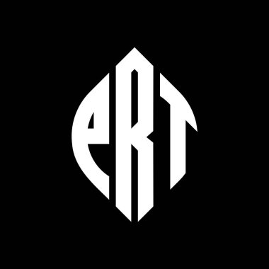 Çember ve elips şekilli PRT daire harf logosu tasarımı. Tipografik biçimli PRT elips harfleri. Üç baş harf daire şeklinde bir logo oluşturuyor. PRT Çember Amblemi Soyut Monogram Harf İşaretleyici Vektörü.