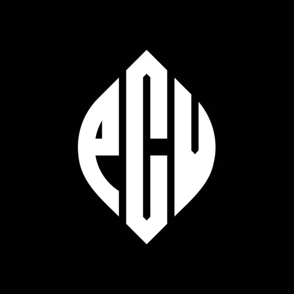 Pcv Circle Letter Logo Design Circle Ellipse Shape Pcv Ellipse — Stock Vector