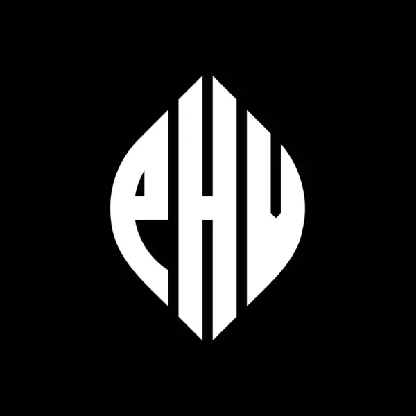 Дизайн Логотипу Кругової Літери Phv Колом Формою Еліпса Літери Phv — стоковий вектор