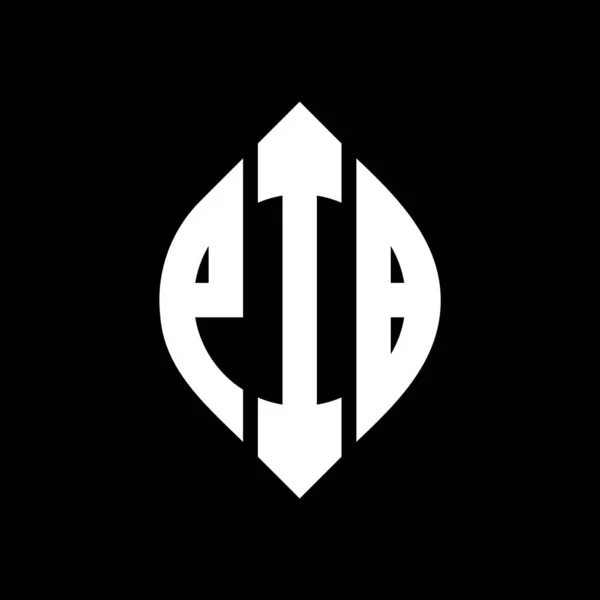 Дизайн Логотипа Круга Pib Кружком Эллипсом Pib Эллиптические Буквы Типографским — стоковый вектор