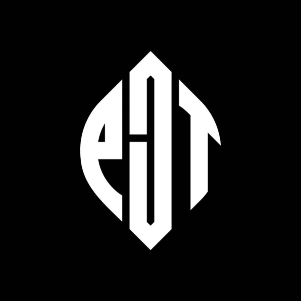Design Logotipo Letra Círculo Pjt Com Forma Círculo Elipse Pjt — Vetor de Stock