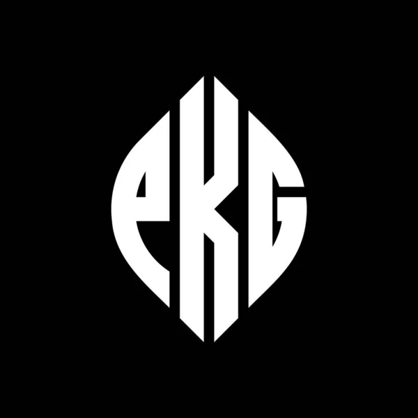 Конструкция Логотипа Круга Pkg Кружком Эллипсом Буквы Эллипса Pkg Типографским — стоковый вектор