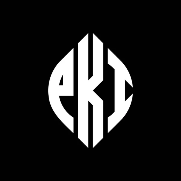 Дизайн Логотипа Круга Pki Кружком Эллипсом Буквы Эллипса Pki Типографским — стоковый вектор