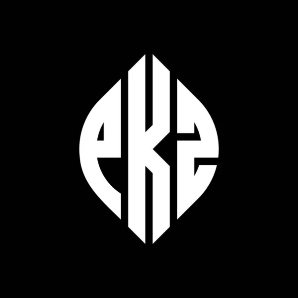 Конструкция Логотипа Круга Pkz Кружком Эллипсом Буквы Эллипса Pkz Типографским — стоковый вектор
