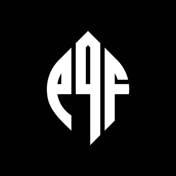 Logo Okręgu Pqf Okręgiem Elipsą Litery Eliptyczne Pqf Stylem Typograficznym — Wektor stockowy
