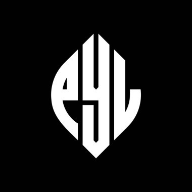 Çember ve elips şekilli PYL daire harf logosu tasarımı. Tipografik biçimli PYL elips harfleri. Üç baş harf daire şeklinde bir logo oluşturuyor. PYL Çember Amblemi Soyut Monogram Harf İşaretleyici Vektörü.