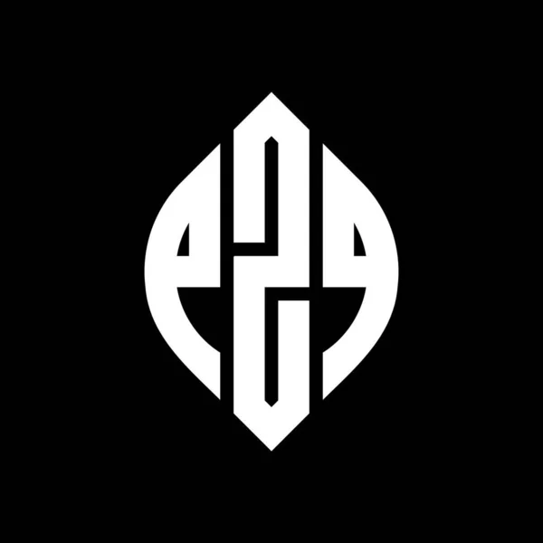 Logo Okrągłe Pzq Kształcie Okręgu Elipsy Litery Eliptyczne Pzq Stylu — Wektor stockowy