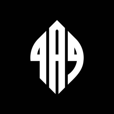 Çember ve elips şekilli QAQ daire harf logosu tasarımı. QAQ elips harfleri tipografik tarzda. Üç baş harf daire şeklinde bir logo oluşturuyor. QAQ Çember Amblemi Soyut Monogram Harf İşaretleyici Vektörü.