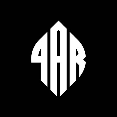 Çember ve elips şekilli QAR daire harf logosu tasarımı. Tipografik biçimli QAR elips harfleri. Üç baş harf daire şeklinde bir logo oluşturuyor. QAR Çemberi Amblemi Soyut Monogram Harf İşaretleyici Vektörü.