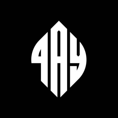 Çember ve elips şekilli QAY daire harf logosu tasarımı. Tipografik biçimli QAY elips harfleri. Üç baş harf daire şeklinde bir logo oluşturuyor. QAY Çember Amblemi Soyut Monogram Harf İşaretleyici Vektörü.