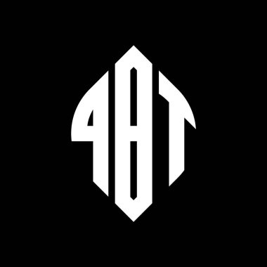 Çember ve elips şekilli QBT daire harf logosu tasarımı. Baskı biçimli QBT elips harfleri. Üç baş harf daire şeklinde bir logo oluşturuyor. QBT Çember Amblemi Soyut Monogram Harf İşaretleyici Vektörü.