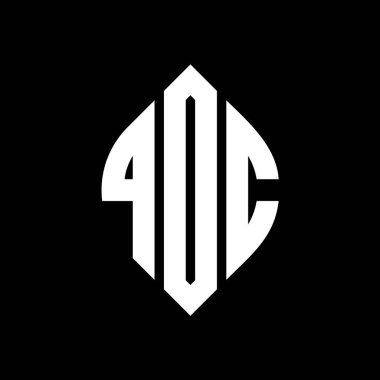 Çember ve elips şekilli QDC daire harf logosu tasarımı. QDC elips harfleri tipografik tarzda. Üç baş harf daire şeklinde bir logo oluşturuyor. QDC Çember Amblemi Soyut Monogram Harf İşaretleme Vektörü.