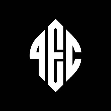 Çember ve elips şekilli QEC daire harf logosu tasarımı. QEC elips harfleri tipografik tarzda. Üç baş harf daire şeklinde bir logo oluşturuyor. QEC Çember Amblemi Soyut Monogram Harf İşaretleme Vektörü.