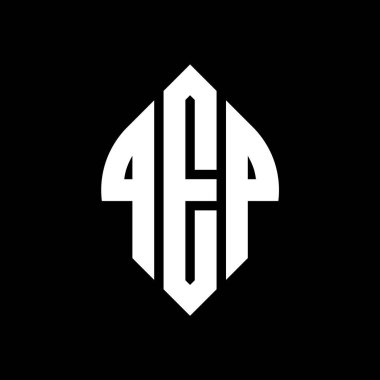 Çember ve elips şekilli QEP daire harf logosu tasarımı. QEP elips harfleri tipografik tarzda. Üç baş harf daire şeklinde bir logo oluşturuyor. QEP Çember Amblemi Soyut Monogram Harf İşaretleyici Vektörü.