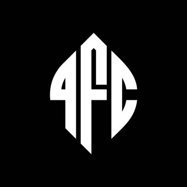Çember ve elips şekilli QFC daire harf logosu tasarımı. Tipografik biçimli QFC elips harfleri. Üç baş harf daire şeklinde bir logo oluşturuyor. QFC Çember Amblemi Soyut Monogram Harf İşaretleyici Vektörü.