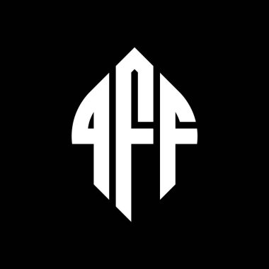 Çember ve elips şekilli QFF daire harf logosu tasarımı. QFF elips harfleri tipografik tarzda. Üç baş harf daire şeklinde bir logo oluşturuyor. QFF Çember Amblemi Soyut Monogram Harf İşaretleyici Vektörü.