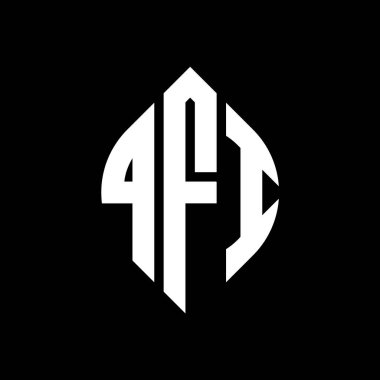 Çember ve elips şekilli QFI daire harf logosu tasarımı. QFI elips harfleri tipografik tarzda. Üç baş harf daire şeklinde bir logo oluşturuyor. QFI Çember Amblemi Soyut Monogram Harf İşaretleyici Vektörü.