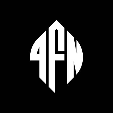 Çember ve elips şekilli QFN daire harf logosu tasarımı. QFN elips harfleri tipografik tarzda. Üç baş harf daire şeklinde bir logo oluşturuyor. QFN Çember Amblemi Soyut Monogram Harf İşaretleyici Vektörü.
