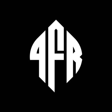 Çember ve elips şekilli QFR daire harf logosu tasarımı. QFR elips harfleri tipografik tarzda. Üç baş harf daire şeklinde bir logo oluşturuyor. QFR Çember Amblemi Soyut Monogram Harf İşaretleyici Vektörü.