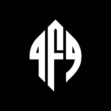 Çember ve elips şekilli QFQ daire harf logosu tasarımı. Tipografik tarzda QFQ elips harfleri. Üç baş harf daire şeklinde bir logo oluşturuyor. QFQ Çember Amblemi Soyut Monogram Harf İşaretleyici Vektörü.