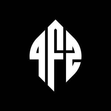 Çember ve elips şekilli QFZ daire harf logosu tasarımı. QFZ elips harfleri tipografik tarzda. Üç baş harf daire şeklinde bir logo oluşturuyor. QFZ Çember Amblemi Soyut Monogram Harf İşaretleyici Vektörü.