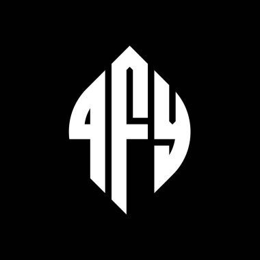 Çember ve elips şekilli QFY daire harf logosu tasarımı. Tipografik biçimli QFY elips harfleri. Üç baş harf daire şeklinde bir logo oluşturuyor. QFY Çember Amblemi Soyut Monogram Harf İşaretleyici Vektörü.