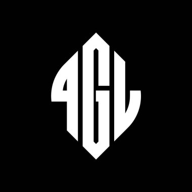 Çember ve elips şekilli QGL daire harf logosu tasarımı. Tipografik biçimli QGL elips harfleri. Üç baş harf daire şeklinde bir logo oluşturuyor. QGL Çember Amblemi Soyut Monogram Harf İşaretleyici Vektörü.