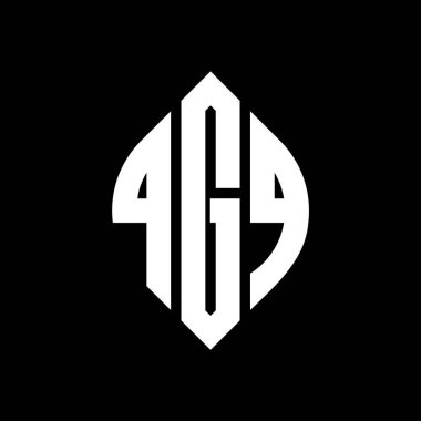 Çember ve elips şekilli QGQ daire harf logosu tasarımı. QGQ elips harfleri tipografik tarzda. Üç baş harf daire şeklinde bir logo oluşturuyor. QGQ Çember Amblemi Soyut Monogram Harf İşaretleyici Vektörü.
