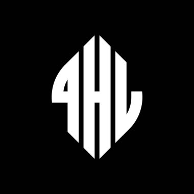 Çember ve elips şekilli QHL daire harf logosu tasarımı. Tipografik biçimli QHL elips harfleri. Üç baş harf daire şeklinde bir logo oluşturuyor. QHL Çember Amblemi Soyut Monogram Harf İşaretleyici Vektörü.
