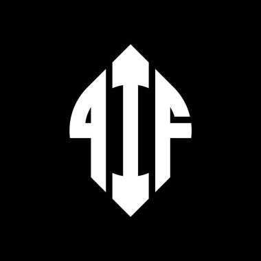 Çember ve elips şekilli QIF daire harf logosu tasarımı. Tipografik biçimli QIF elips harfleri. Üç baş harf daire şeklinde bir logo oluşturuyor. QIF Çember Amblemi Soyut Monogram Harf İşaretleyici Vektörü.