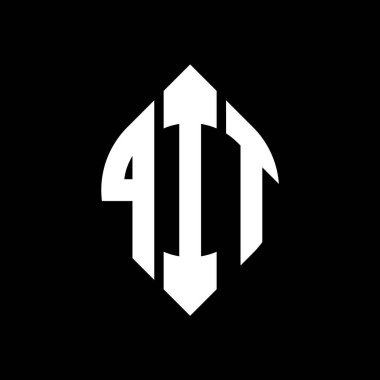 Çember ve elips şekilli QIT daire harf logosu tasarımı. QIT elips harfleri tipografik tarzda. Üç baş harf daire şeklinde bir logo oluşturuyor. QIT Çemberi Amblemi Soyut Monogram Harf İşaretleme Vektörü.