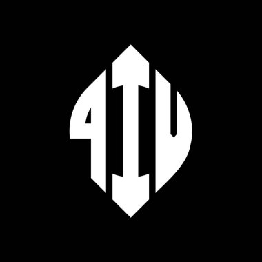 Çember ve elips şekilli QIV daire harf logosu tasarımı. QIV elips harfleri tipografik tarzda. Üç baş harf daire şeklinde bir logo oluşturuyor. QIV Çember Amblemi Soyut Monogram Harf İşaretleme Vektörü.