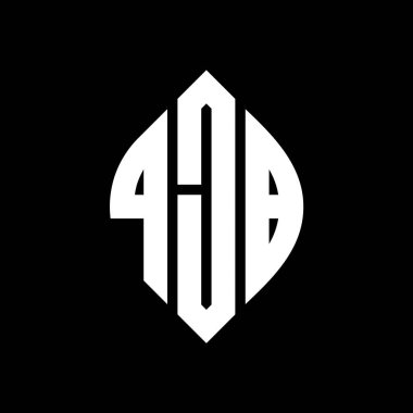 Çember ve elips şekilli QJB daire harf logosu tasarımı. QJB elips harfleri tipografik tarzda. Üç baş harf daire şeklinde bir logo oluşturuyor. QJB Çemberi Amblemi Soyut Monogram Harfi Mark Vector.QJB daire harfli logo tasarımı daire ve ellip