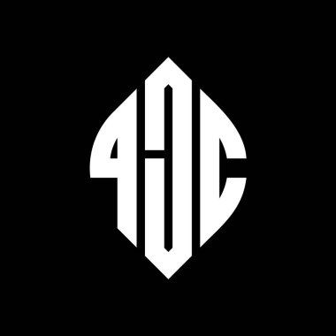 Çember ve elips şekilli QJC daire harf logosu tasarımı. QJC elips harfleri tipografik tarzda. Üç baş harf daire şeklinde bir logo oluşturuyor. QJC Çember Amblemi Soyut Monogram Harf İşaretleyici Vektörü.